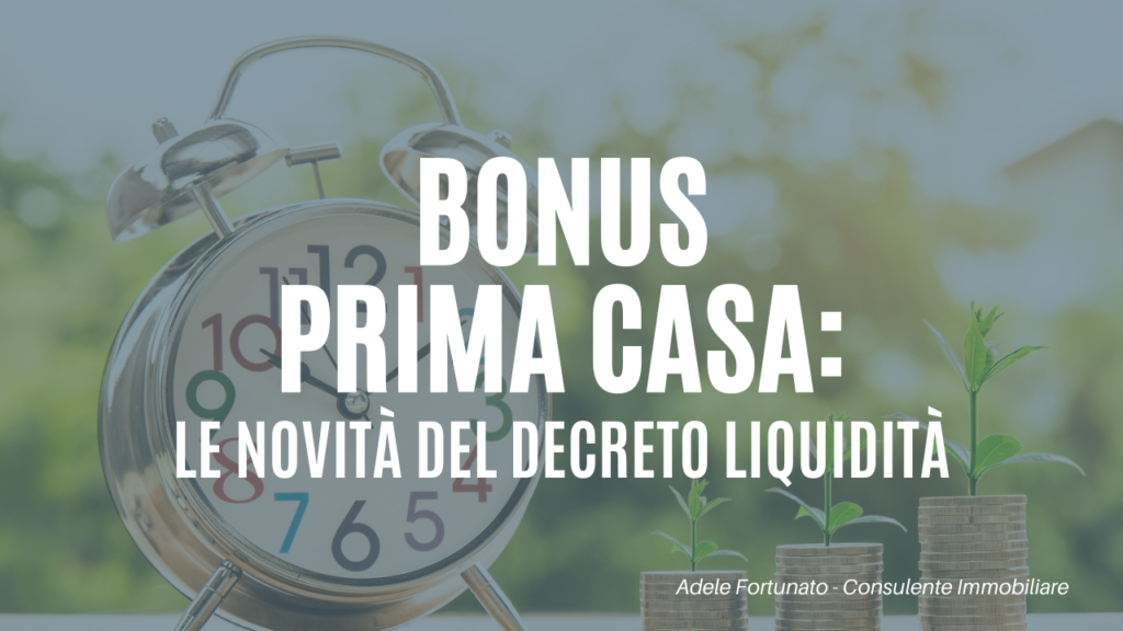 decreto liquidità e bonus prima casa